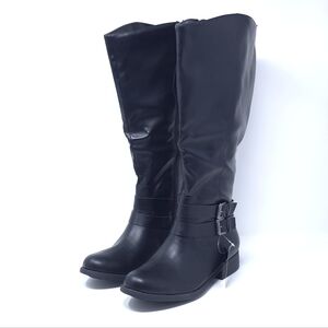 New Style & Co Maliaap Boots Wide Calf Knee High Black Faux Leather 9M